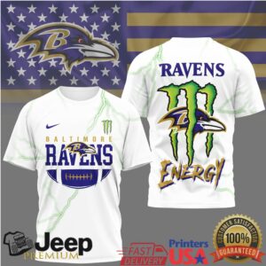 Baltimore Ravens x Monster Energy Drink Lightning Strike 3D T Shirt Baltimore Ravens x Monster Energy Drink Lightning Strike 3D T Shirt