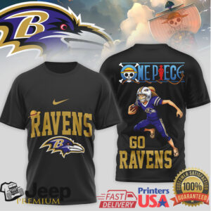 Baltimore Ravens x One Piece Anime Pirate King Football Fan Shirt