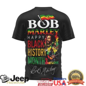 Bob Marley Happy Black History Month One Love Reggae Tribute T Shirt