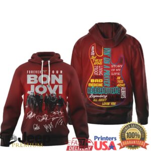 Bon Jovi Forever Tour 2026 Guitar Lyrics Burgundy Shirt t shirt Bon Jovi Forever Tour 2026 Guitar Lyrics Burgundy Shirt t shirt