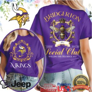 Bridgerton Social Club Minnesota Vikings Spilling Tea T Shirt Bridgerton Social Club Minnesota Vikings Spilling Tea T Shirt