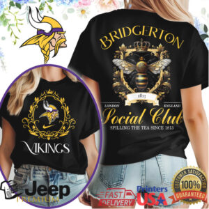 Bridgerton Social Club Minnesota Vikings Spilling Tea T Shirt