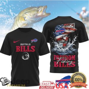 Buffalo Bills Freedom Fishing T Shirt Patriotic Bass Fishing NFL Fan Tee