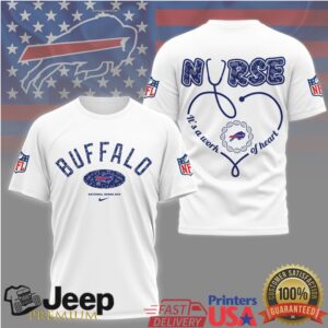Buffalo Bills Nurse Appreciation “Work of Heart” Stethoscope T Shirt Buffalo Bills Nurse Appreciation “Work of Heart” Stethoscope T Shirt