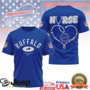 Buffalo Bills Nurse Appreciation “Work of Heart” Stethoscope T Shirt