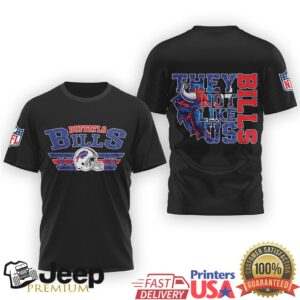 Buffalo Bills “They Not Like Us” Distressed Mascot Front & Back Tee Buffalo Bills “They Not Like Us” Distressed Mascot Front & Back Tee