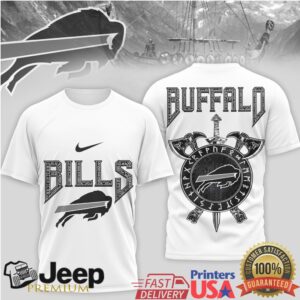 Buffalo Bills Viking Raider T Shirt Norse Mythology Shield & Sword Graphic