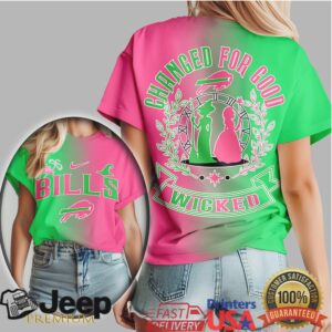 Buffalo Bills Wicked Musical Crossover Tee Pink and Green Ombre Fan Shirt Buffalo Bills Wicked Musical Crossover Tee Pink and Green Ombre Fan Shirt