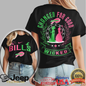 Buffalo Bills Wicked Musical Crossover Tee Pink and Green Ombre Fan Shirt