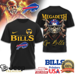 Buffalo Bills x Megadeth Vic Rattlehead Heavy Metal Skull Graphic T Shirt Buffalo Bills x Megadeth Vic Rattlehead Heavy Metal Skull Graphic T Shirt