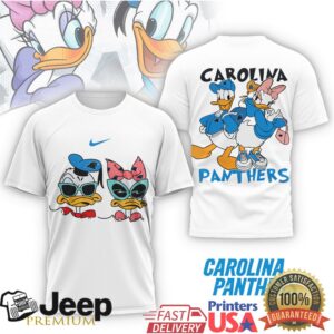 Carolina Panthers Donald & Daisy Duck Fan T Shirt Cute Cartoon Football Tee Carolina Panthers Donald & Daisy Duck Fan T Shirt Cute Cartoon Football Tee