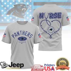 Carolina Panthers Nurse Shirt NFL Stethoscope Heart Design Healthcare Tee