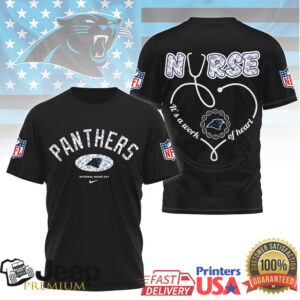 Carolina Panthers Nurse Shirt NFL Stethoscope Heart Design Healthcare Tee