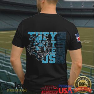 Carolina Panthers “They Not Like Us” Blue Sparkle Streetwear T Shirt