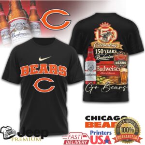 Chicago Bears 150 Years of Budweiser Celebration Go Bears Fan T Shirt Chicago Bears 150 Years of Budweiser Celebration Go Bears Fan T Shirt