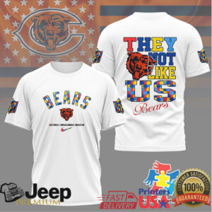Chicago Bears Autism Awareness They Not Like Us Graphic Tee NFL Fan Apparel