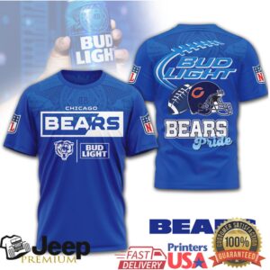 Chicago Bears Bud Light Pride NFL Football Beer Label Style T Shirt Chicago Bears Bud Light Pride NFL Football Beer Label Style T Shirt