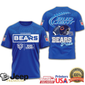 Chicago Bears Bud Light Pride NFL Football Beer Label Style T Shirt