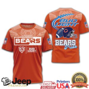 Chicago Bears Bud Light Pride NFL Football Beer Label Style T Shirt