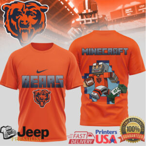 Chicago Bears Minecraft Style Custom Name Sports Tee