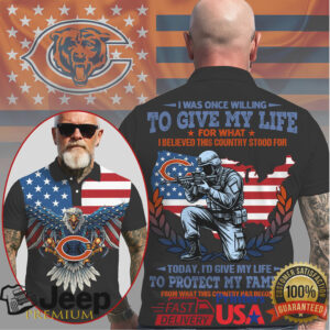 Chicago Bears US Flag Soldier “Protect My Family” Men's Tactical Polo Shirt