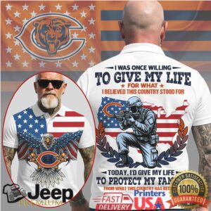 Chicago Bears US Flag Soldier “Protect My Family” Men's Tactical Polo Shirt