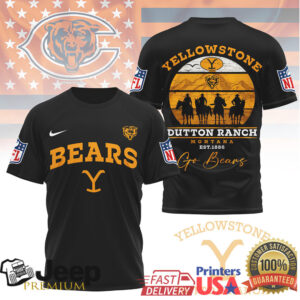 Chicago Bears Yellowstone Dutton Ranch Montana Est 1886 Fan T Shirt
