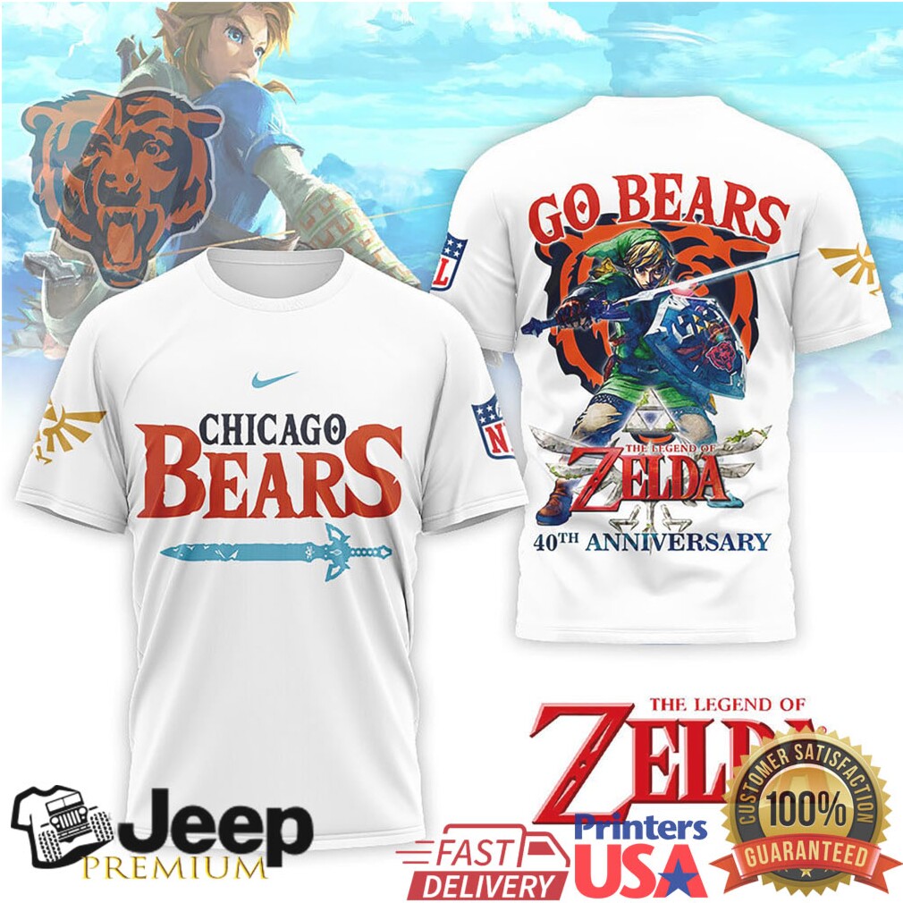 Chicago Bears x Legend of Zelda 40th Anniversary Link Hero T Shirt Chicago Bears x Legend of Zelda 40th Anniversary Link Hero T Shirt