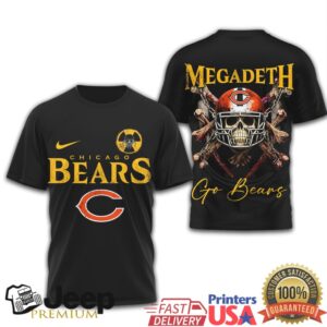 Chicago Bears x Megadeth Vic Rattlehead Heavy Metal Skull Graphic T Shirt
