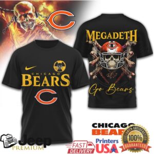 Chicago Bears x Megadeth Vic Rattlehead Heavy Metal Skull Graphic T Shirt