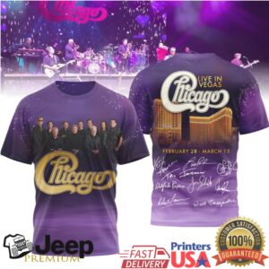 Chicago Live In Vegas 2026 Residency Purple Skyline T Shirt