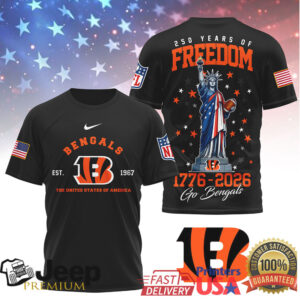 Cincinnati Bengals 250 Years of Freedom 1776 2026 Patriotic Shirt