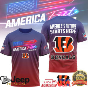Cincinnati Bengals America Fest 2025 USA Flag Gradient Tee
