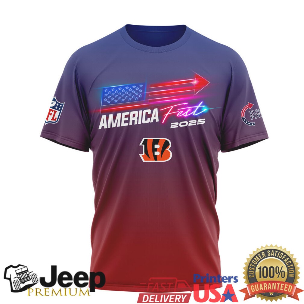 Cincinnati Bengals America Fest 2025 USA Flag Gradient Tee Cincinnati Bengals America Fest 2025 USA Flag Gradient Tee