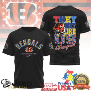 Cincinnati Bengals Autism Awareness They Not Like Us Shirt Support & NFL Style Cincinnati Bengals Autism Awareness They Not Like Us Shirt Support & NFL Style
