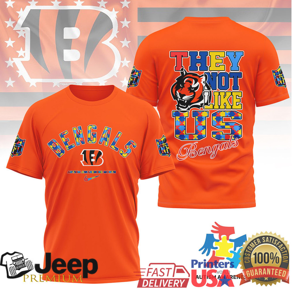 Cincinnati Bengals Autism Awareness They Not Like Us Shirt Support & NFL Style Cincinnati Bengals Autism Awareness They Not Like Us Shirt Support & NFL Style