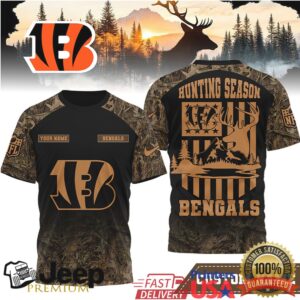 Cincinnati Bengals Custom Name Hunting Season Camo Deer Tee Cincinnati Bengals Custom Name Hunting Season Camo Deer Tee