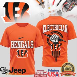 Cincinnati Bengals Electrician Pride NFL Team Logo Graphic Tee Cincinnati Bengals Electrician Pride NFL Team Logo Graphic Tee