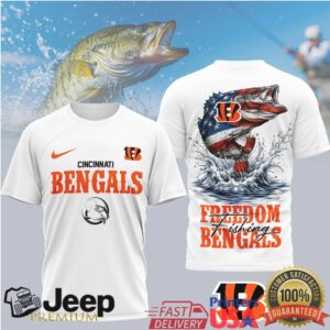 Cincinnati Bengals Freedom Fishing T Shirt NFL Fan Bass Fishing Outdoors Tee Cincinnati Bengals Freedom Fishing T Shirt NFL Fan Bass Fishing Outdoors Tee
