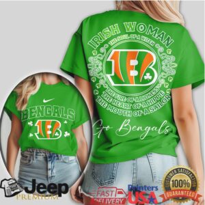 Cincinnati Bengals Irish Woman St. Patrick's Day Green & White T Shirt