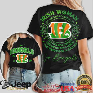 Cincinnati Bengals Irish Woman St. Patrick's Day Green & White T Shirt