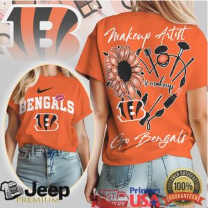 Cincinnati Bengals Makeup Artist Sunflower T ShirtGo Bengals Fan Gear Cincinnati Bengals Makeup Artist Sunflower T ShirtGo Bengals Fan Gear