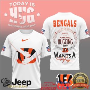 Cincinnati Bengals National Hugging Day Team Logo Hug T Shirt Cincinnati Bengals National Hugging Day Team Logo Hug T Shirt
