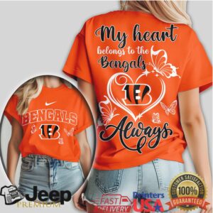 Cincinnati Bengals Women’s Heart & Butterfly “My Heart Belongs To The Bengals” Tee Cincinnati Bengals Women’s Heart & Butterfly “My Heart Belongs To The Bengals” Tee