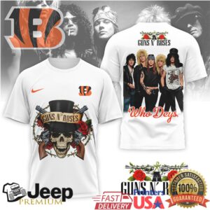 Cincinnati Bengals x Guns N’ Roses Who Dey Mashup Graphic T Shirt Cincinnati Bengals x Guns N’ Roses Who Dey Mashup Graphic T Shirt