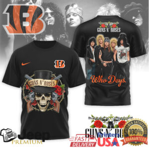 Cincinnati Bengals x Guns N' Roses Who Dey Mashup Graphic T Shirt