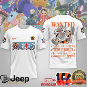 Cincinnati Bengals x One Piece Anime Wanted Poster 3D Printed Graphic Tee