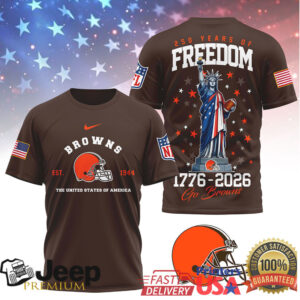 Cleveland Browns 250 Years of Freedom 1776 2026 USA Liberty T Shirt