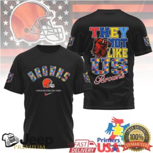 Cleveland Browns Autism Awareness They Not Like Us T Shirt NFL Football Fan Gear Cleveland Browns Autism Awareness They Not Like Us T Shirt NFL Football Fan Gear