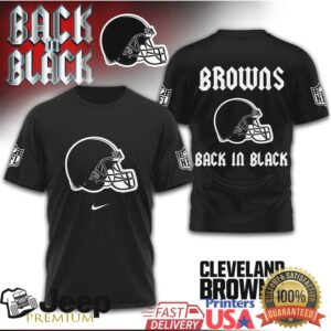 Cleveland Browns Back in Black NFL Helmet Graphic Tee Cleveland Browns Back in Black NFL Helmet Graphic Tee